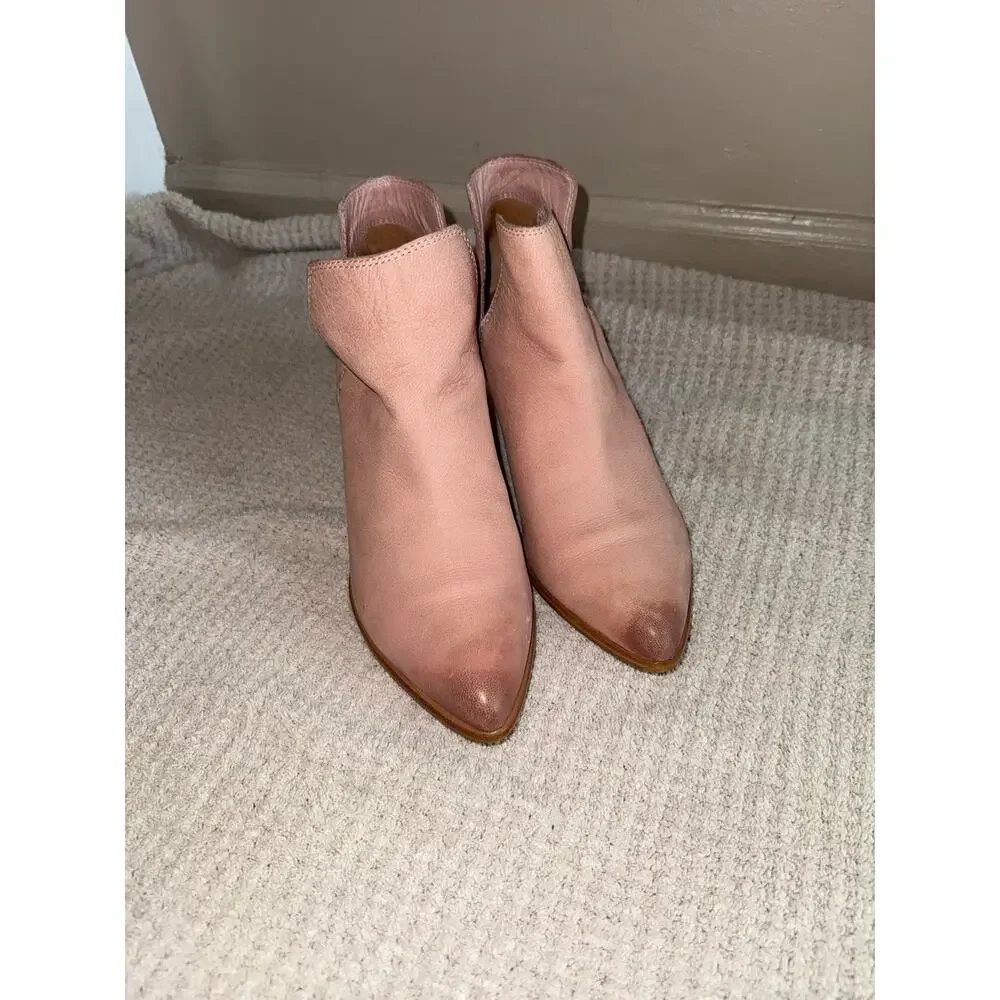 Frye Reina Cutout Booties Short Ankle Boots size 9.5 taupe pink color